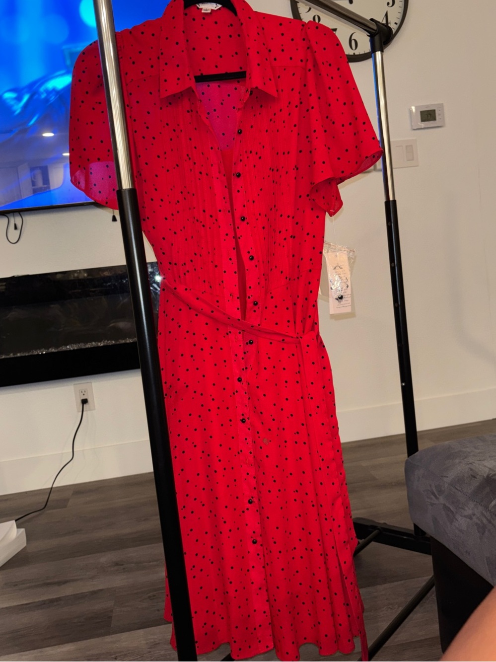 Nanette Lepore Red Dress with Black Dot Print
